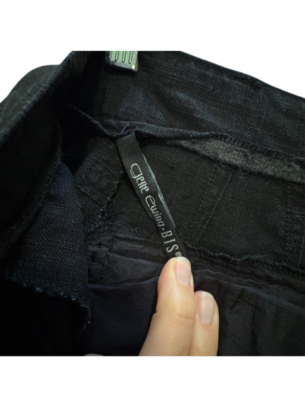 Vintage Gene Ewing BIS Black Linen Skirt Women's Size 8 Retro 1940s Kick Pleat - Picture 12 of 13